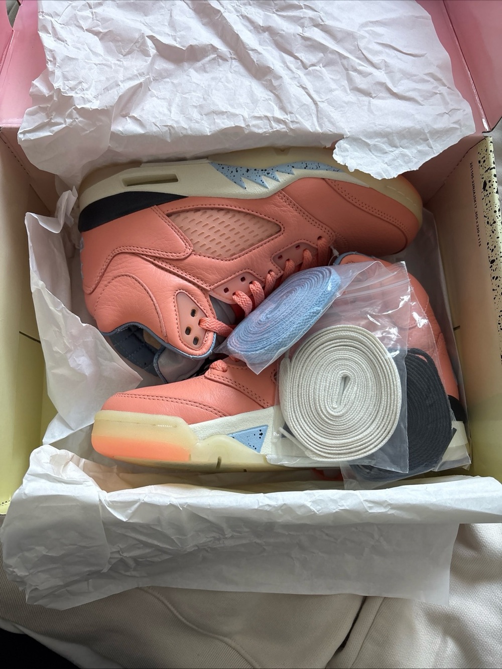Jordan Kids Coral Pink High-Top Sneakers with Extra Laces